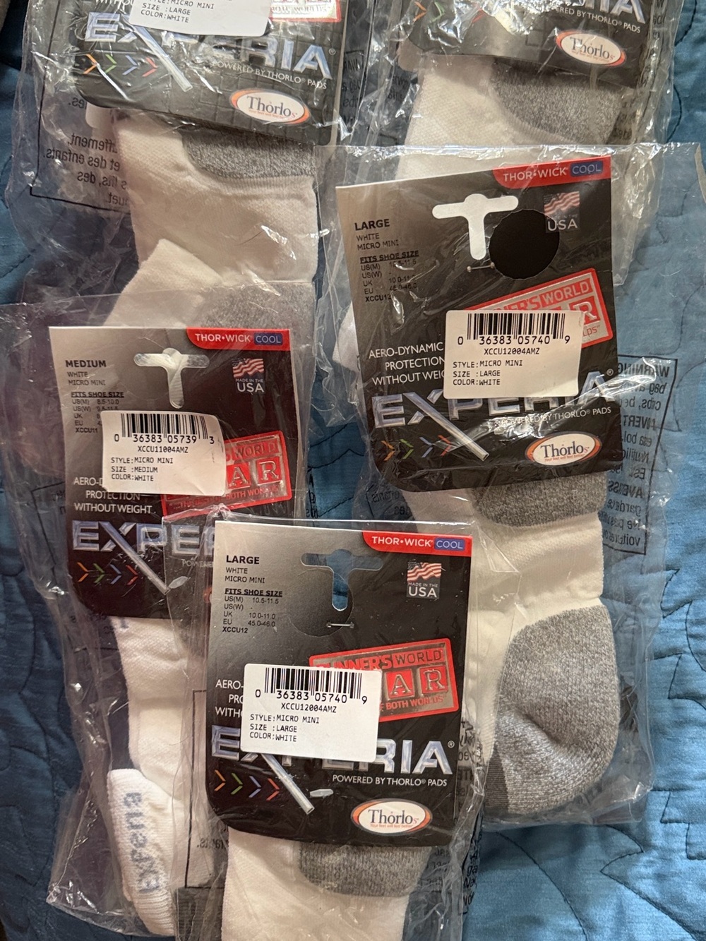 Thor Unisex Adult Experia Xccu Thin Cushion Low Cut Running Socks - Large Qty 7
